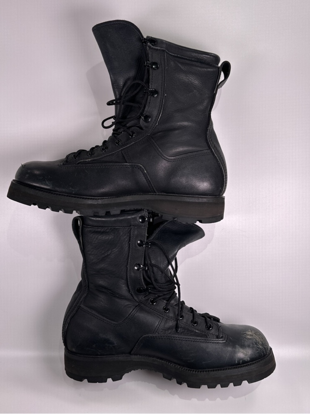 Belleville Mens 10.5 Black Leather GoreTex Zip Distressed Grunge Combat Boots - Picture 2 of 12